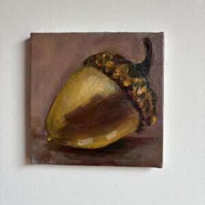 Acorn — original painting by Rabekah, 5 × 5 inches