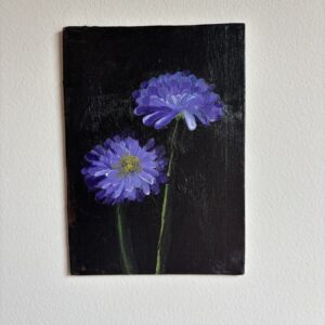 Asters — original painting by Rabekah, 5 × 7 inches