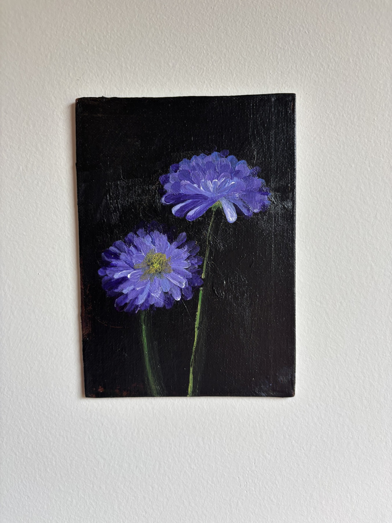 Asters — original painting by Rabekah, 5 × 7 inches