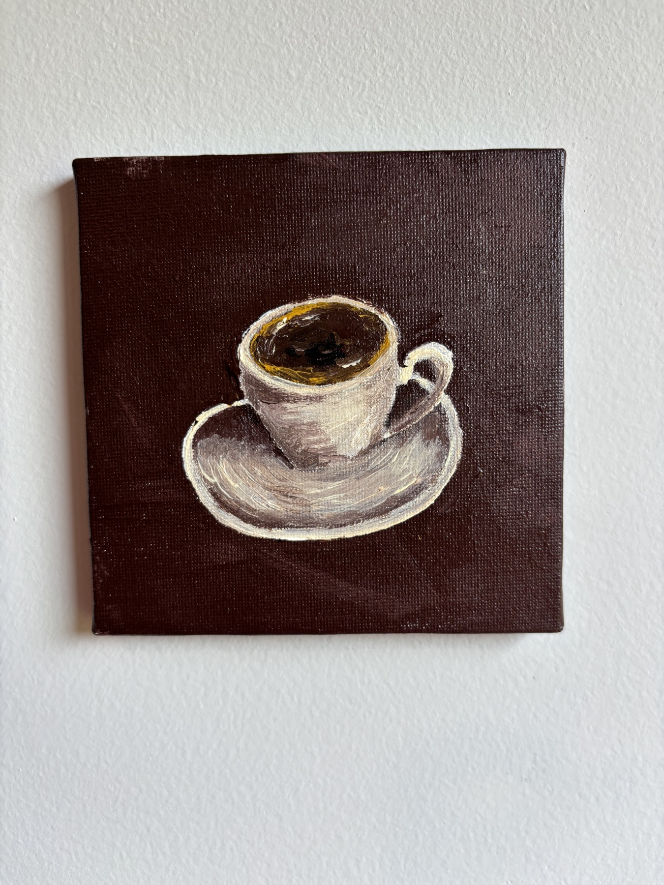 Coffee cup — original painting by Rabekah, 5 × 5 inches