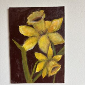 Daffodils — original painting by Rabekah, 5 × 7 inches