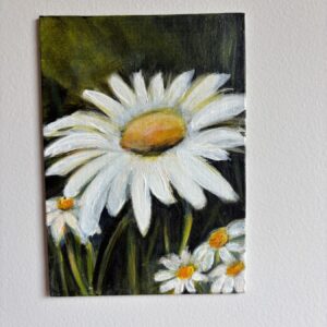 Daisies — original painting by Rabekah, 5 × 7 inches