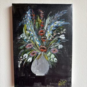 Expressive bouquet — original painting by Rabekah, 5 × 7 inches