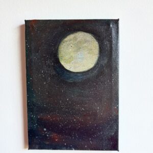 Moonlit sky — original painting by Rabekah, 5 × 7 inches