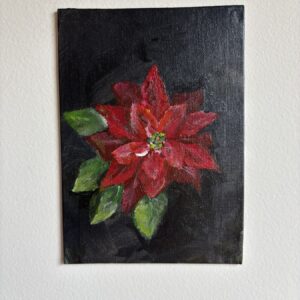 Poinsettia — original painting by Rabekah, 5 × 7 inches