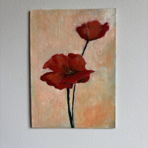 Poppies — original painting by Rabekah, 5 × 7 inches
