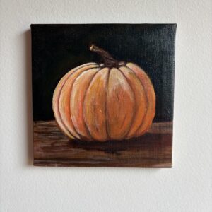 Pumpkin — original painting by Rabekah, 5 × 5 inches