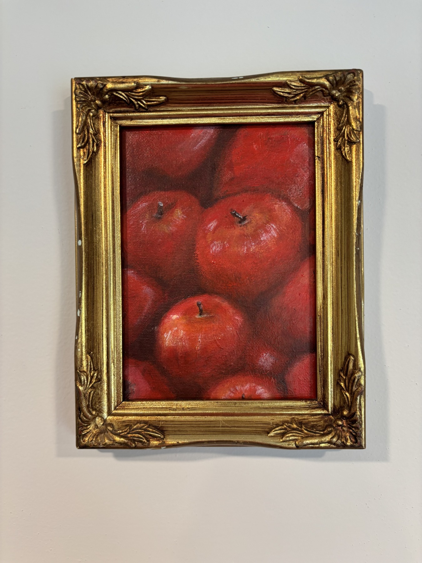 Red apples — original painting by Rabekah, 5 × 7 inches