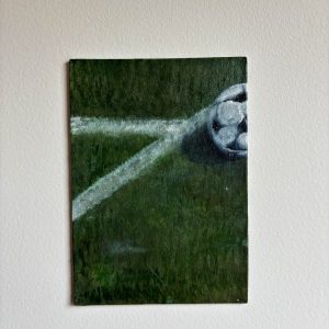 Soccer ball — original painting by Rabekah, 5 × 7 inches