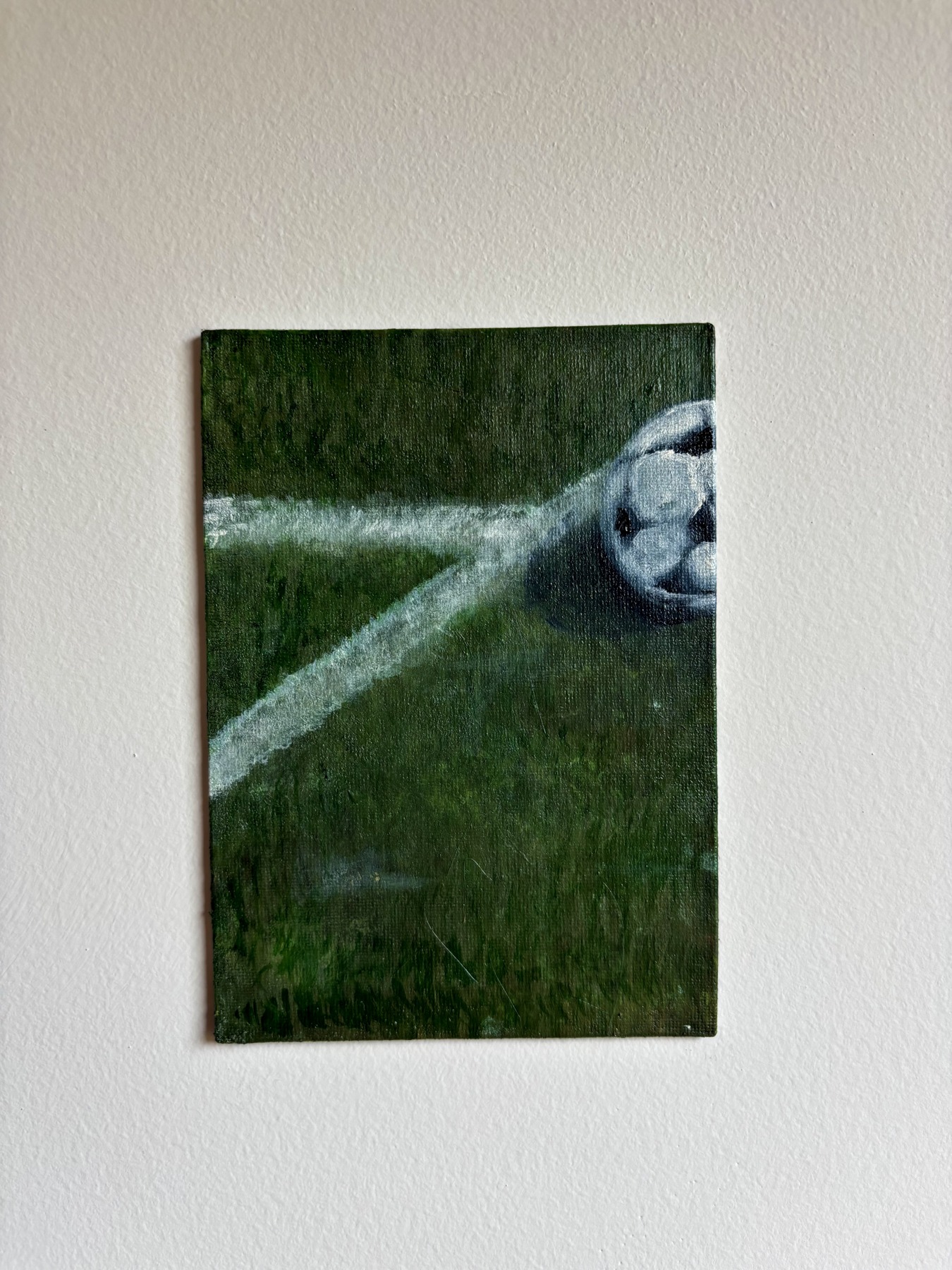 Soccer ball — original painting by Rabekah, 5 × 7 inches