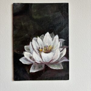 Water lily — original painting by Rabekah, 5 × 7 inches
